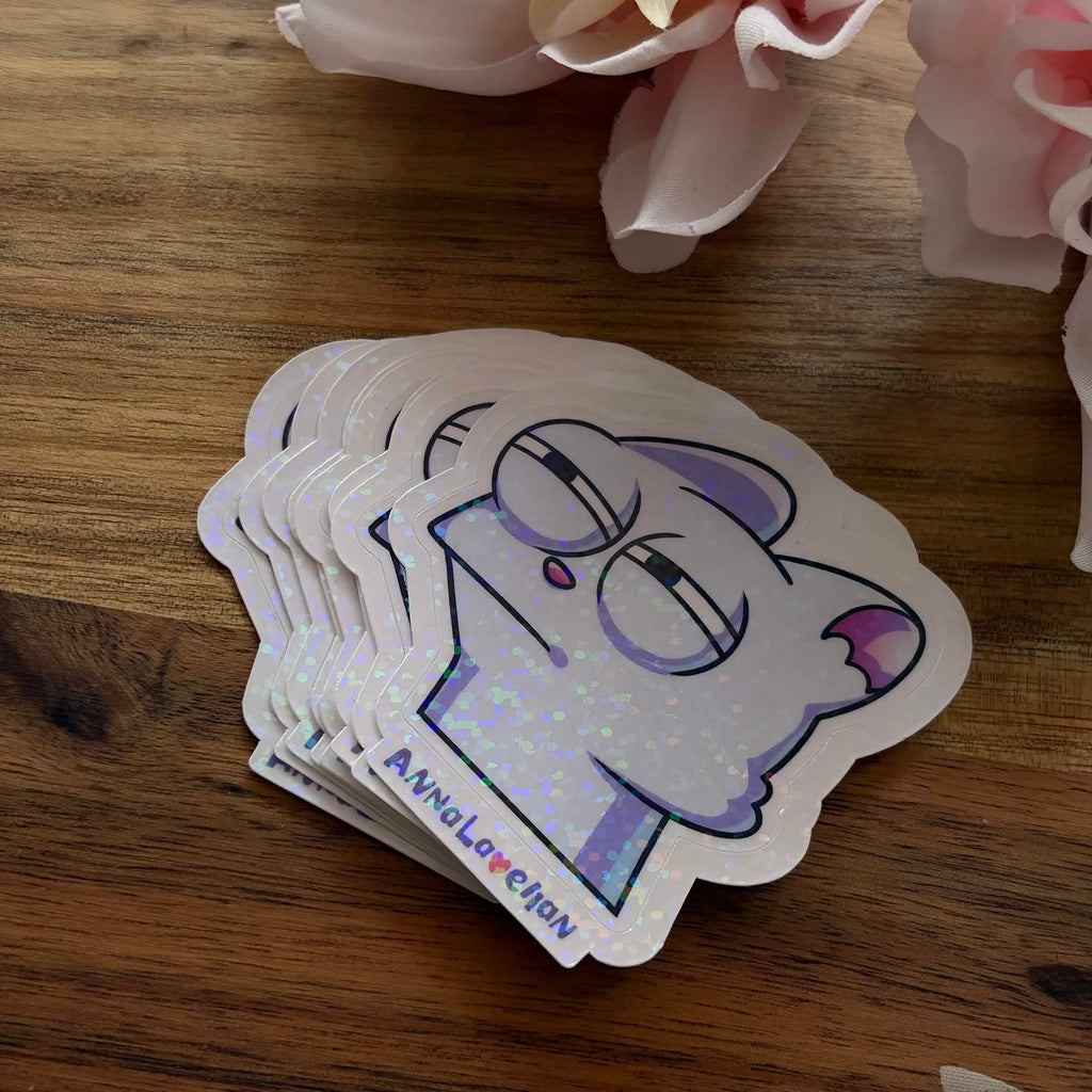 ✨🩷 - Skeptische Hermi | Sticker Holografischer Punkte Folie